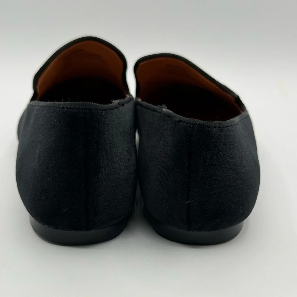 J. Crew Classic Black Velvet Slip-On Loafers – Elegant Minimalist Dress Flats - Picture 3 of 16